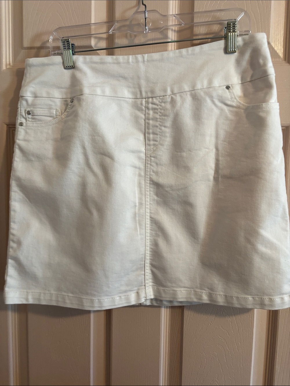 Cream Denim Mini Skirt - Classic Clean Look